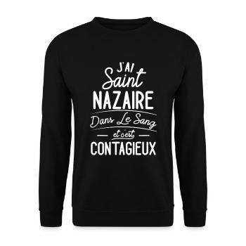 Saint-Nazaire Dans Le Sang Cadeau Nazairiens - Sweat-shirt Unisexe - noir - Devant - Alina (178cm) & Michal (187cm)