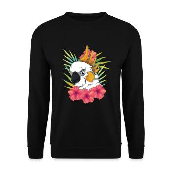 Perroquet Hibiscus oiseau Floral cadeau cacatoès - Sweat-shirt Unisexe - noir - Devant - Alina (178cm) & Michal (187cm)