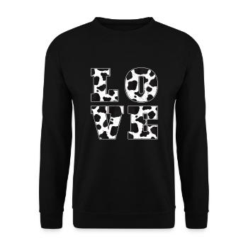 Bauer Kuh Muster Liebe Bauernhof Tier Geschenk Kuh - Unisex Pullover - Schwarz - Vorne - Alina (178cm) & Michal (187cm)
