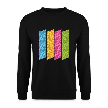 Bauer Tier Kuh Geschenk Farbenfrohes Kuh Muster - Unisex Pullover - Schwarz - Vorne - Alina (178cm) & Michal (187cm)