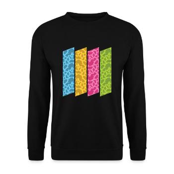 Buntes Kuh Muster Bauernhof Tier Geschenk Kuh - Unisex Pullover - Schwarz - Vorne - Alina (178cm) & Michal (187cm)