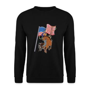 Drapeau des États-Unis chevaux texans cadeau Lariat Cowboy - Sweat-shirt Unisexe - noir - Devant - Alina (178cm) & Michal (187cm)