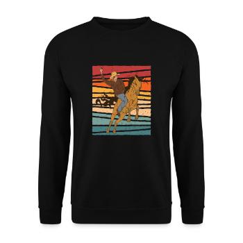 Retro Cowboy - Unisex Pullover - Schwarz - Vorne - Alina (178cm) & Michal (187cm)