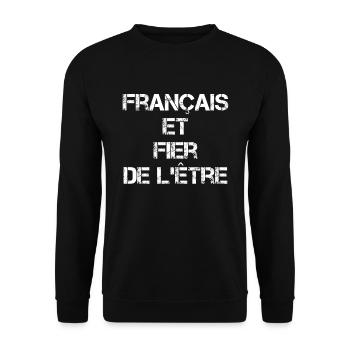Français Et Fier De L'ëtre Cadeau - Sweat-shirt Unisexe - noir - Devant - Alina (178cm) & Michal (187cm)