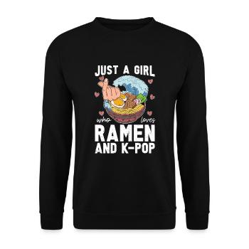 Nur ein Mädchen das Ramen und K Pop liebt K Pop - Unisex Pullover - Schwarz - Vorne - Alina (178cm) & Michal (187cm)