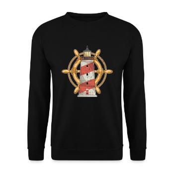Ship Steering Wheel Ocean Sea Gift Lighthouse - Unisex Sweatshirt - black - Front - Alina (178cm) & Michal (187cm)