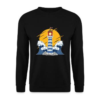 Pleine lune océan mer vagues cadeau phare - Sweat-shirt Unisexe - noir - Devant - Alina (178cm) & Michal (187cm)