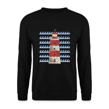 Sea Waves Ocean Gift Lighthouse - Unisex Sweatshirt - black - Front - Alina (178cm) & Michal (187cm)