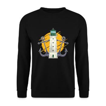 Meer Schiff Anker Geschenk Vollmond Leuchtturm - Unisex Pullover - Schwarz - Vorne - Alina (178cm) & Michal (187cm)