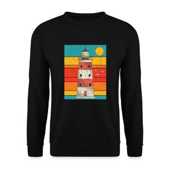 Rétro pleine lune mer cadeau phare - Sweat-shirt Unisexe - noir - Devant - Alina (178cm) & Michal (187cm)