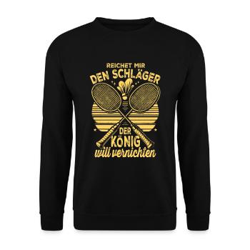 Badminton Geschenk Sprüche Lustig - Unisex Pullover - Schwarz - Vorne - Alina (178cm) & Michal (187cm)