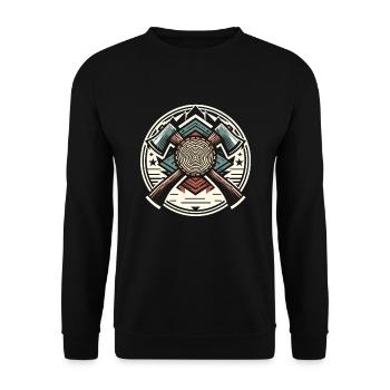 Wood Lumberjack Forestry Gift - Unisex Sweatshirt - black - Front - Alina (178cm) & Michal (187cm)