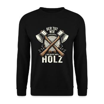 Holz Holzfäller Forstwirtschaft Geschenk - Unisex Pullover - Schwarz - Vorne - Alina (178cm) & Michal (187cm)