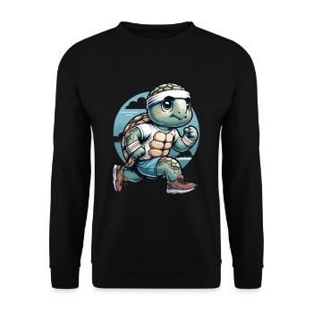 Jogging Runner Cadeau Marathon Semi-Marathon - Sweat-shirt Unisexe - noir - Devant - Alina (178cm) & Michal (187cm)