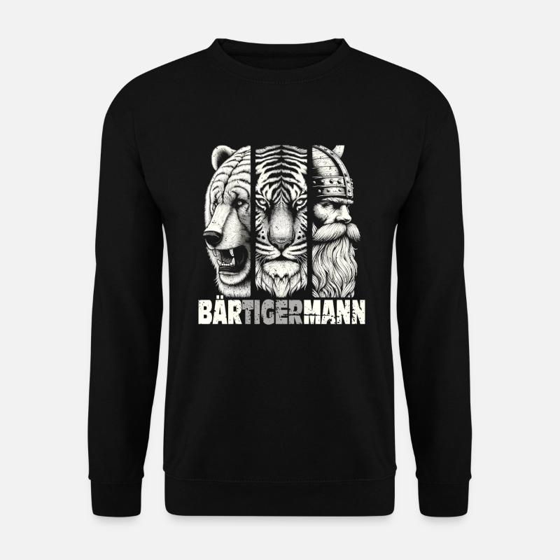 Bärtigermann Bär Tiger Mann Geschenk Bartträger - Unisex Pullover - Schwarz