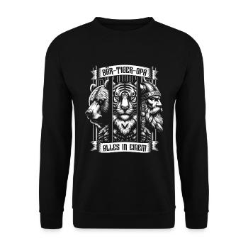 Bearded Grandpa Bear Tiger Grandpa Gift Beard Beard Bearer - Unisex Sweatshirt - black - Front - Alina (178cm) & Michal (187cm)