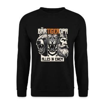 Bearded Grandpa Bear Tiger Grandpa Gift Beard Beard Bearer - Unisex Sweatshirt - black - Front - Alina (178cm) & Michal (187cm)