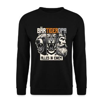 Bearded Grandpa Bear Tiger Grandpa Gift Beard Beard Bearer - Unisex Sweatshirt - black - Front - Alina (178cm) & Michal (187cm)