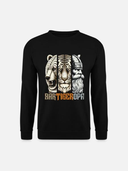 BärtigerOpa Bär Tiger Opa Geschenk Bart Bartträger - Unisex Pullover - Schwarz