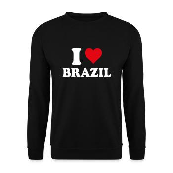 Ich liebe Brasilien Herz Brasilianisches Geschenk Brasilianisch - Unisex Pullover - Schwarz - Vorne - Alina (178cm) & Michal (187cm)