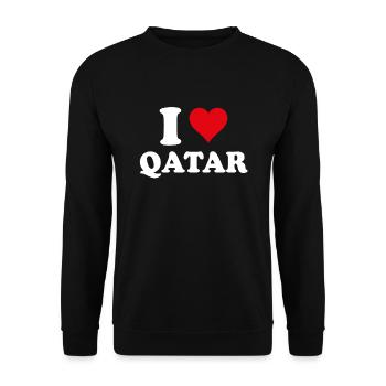 Ich liebe Qatar Heart Katarisches Geschenk - Unisex Pullover - Schwarz - Vorne - Alina (178cm) & Michal (187cm)