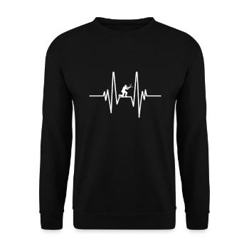 Jäger Geschenk Jagd Herzfrequenz - Unisex Pullover - Schwarz - Vorne - Alina (178cm) & Michal (187cm)