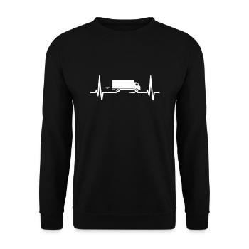 Camion Cadeau Camionneur Rythme Cardiaque - Sweat-shirt Unisexe - noir - Devant - Alina (178cm) & Michal (187cm)