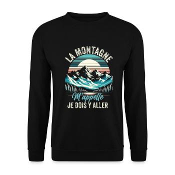 Randonnée Montagne Sport Trekking Humour Alpiniste - Sweat-shirt Unisexe - noir - Devant - Alina (178cm) & Michal (187cm)