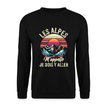Humour Alpinisme Alpes Cadeau Montagne Ski France - Sweat-shirt Unisexe - noir - Devant - Alina (178cm) & Michal (187cm)