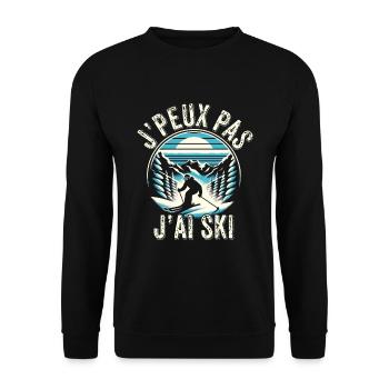 J'peux Pas J'ai Ski Cadeau Skieur Sports d'Hiver - Sweat-shirt Unisexe - noir - Devant - Alina (178cm) & Michal (187cm)