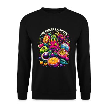 Ich mag Obst-Meme Ayuso Sanchez Politik - Unisex Pullover - Schwarz - Vorne - Alina (178cm) & Michal (187cm)