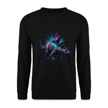 Galactic Stegosaurus: Dinosaur Stars Constellation - Unisex Sweatshirt - black - Front - Alina (178cm) & Michal (187cm)