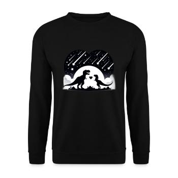 Dino Love T-Rex Meteor Shower Valentinstag - Unisex Pullover - Schwarz - Vorne - Alina (178cm) & Michal (187cm)