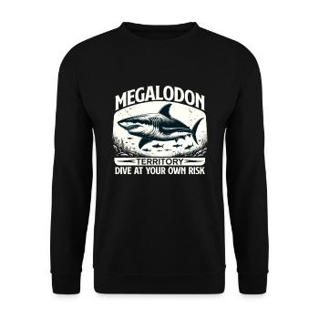 Megalodon Territory Alert | Ocean Shark Diving - Unisex Sweatshirt - black - Front - Alina (178cm) & Michal (187cm)