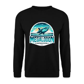 Epic Megalodon Expedition | Shark Lover Adventure - Unisex Sweatshirt - black - Front - Alina (178cm) & Michal (187cm)