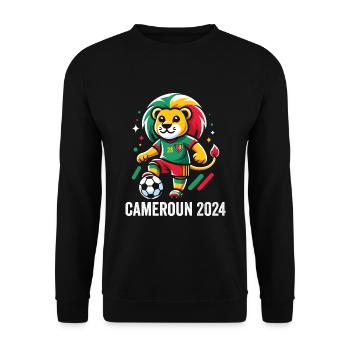 Cameroun 2024 Maillot Lion Camerounais Football - Sweat-shirt Unisexe - noir - Devant - Alina (178cm) & Michal (187cm)