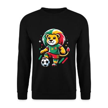 Cameroon Cameroonian Lion Jersey Football Supporter - Unisex Sweatshirt - black - Front - Alina (178cm) & Michal (187cm)