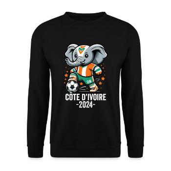 Elfenbeinküste 2024 Ivorischer Elefant Fußball Trikot - Unisex Pullover - Schwarz - Vorne - Alina (178cm) & Michal (187cm)