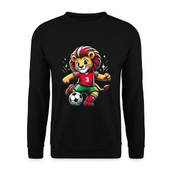 Morocco Moroccan Lion Football Supporter Jersey - Unisex Sweatshirt - black - Front - Alina (178cm) & Michal (187cm)