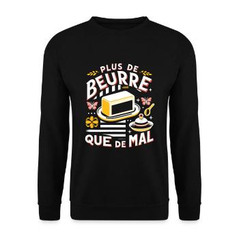 Beurre Breton Plus Que Mal Humour Breizh Bretagne - Sweat-shirt Unisexe - noir - Devant - Alina (178cm) & Michal (187cm)