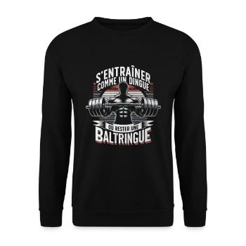 Musculation Baltringue Workout Motivation Fitness - Sweat-shirt Unisexe - noir - Devant - Alina (178cm) & Michal (187cm)