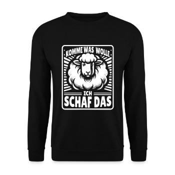 Schaf Motivation Prüfung Glück Spruch Geschenk - Unisex Pullover - Schwarz - Vorne - Alina (178cm) & Michal (187cm)