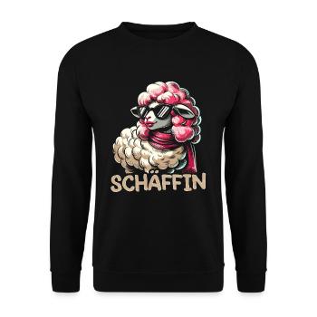 Chef Chefin Schaf Geschenk Schäfin Spruch - Unisex Pullover - Schwarz - Vorne - Alina (178cm) & Michal (187cm)