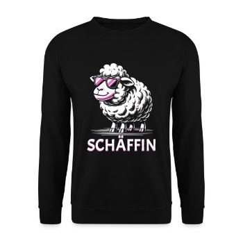 Chef Chefin Schaf Geschenk Schäfin Spruch - Unisex Pullover - Schwarz - Vorne - Alina (178cm) & Michal (187cm)