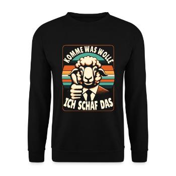 Schaf Motivation Prüfung Glück Spruch Geschenk - Unisex Pullover - Schwarz - Vorne - Alina (178cm) & Michal (187cm)
