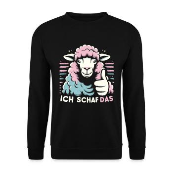 Schaf Motivation Prüfung Glück Spruch Geschenk - Unisex Pullover - Schwarz - Vorne - Alina (178cm) & Michal (187cm)