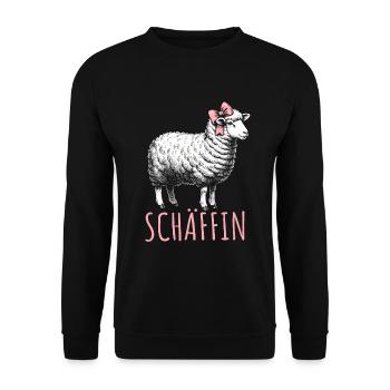 Chef Chefin Schaf Geschenk Schäfin Spruch - Unisex Pullover - Schwarz - Vorne - Alina (178cm) & Michal (187cm)