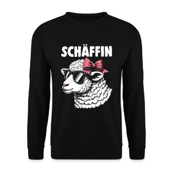 Chef Chefin Schaf Geschenk Schäfin Spruch - Unisex Pullover - Schwarz - Vorne - Alina (178cm) & Michal (187cm)