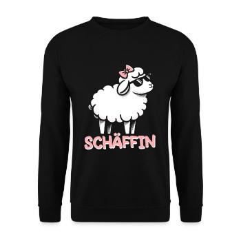 Chef Chefin Schaf Geschenk Schäfin Spruch - Unisex Pullover - Schwarz - Vorne - Alina (178cm) & Michal (187cm)