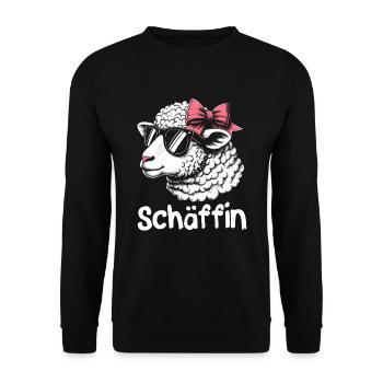 Chef Chefin Schaf Geschenk Schäfin Spruch - Unisex Pullover - Schwarz - Vorne - Alina (178cm) & Michal (187cm)